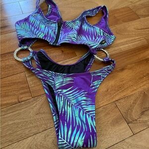 Cleo the hurricane  monokini Purple and Green One Piece bodysuit